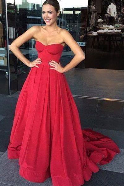 A Line Strapless Long Prom Dresses  cg6237