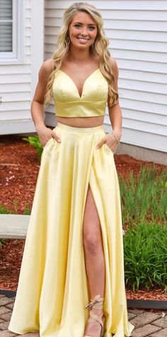 two pieces long prom dresses, simple prom dresses for teens, cheap prom dresses  cg6269
