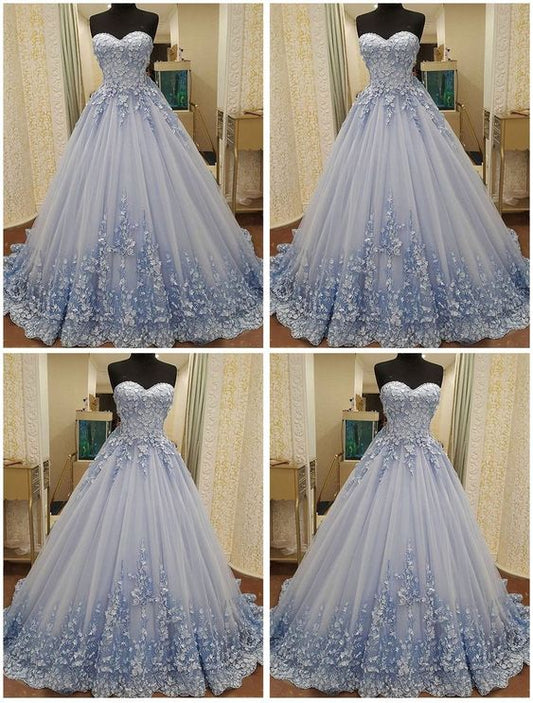 Elegant Tulle Evening Dress, Sexy Ball Gown Appliques Prom Dresses, Formal Evening Gown  cg6378