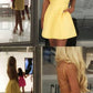 A-Line Spaghetti Straps Backless Yellow Short Homecoming Dress with Pockets  cg642