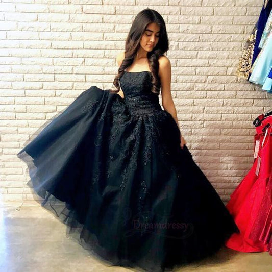 Gorgous Strapless Black Formal prom Gown  cg6466