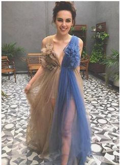 Modest Tulle Unique Design New Elegant Long Prom Dresses, Evening Dress cg6612