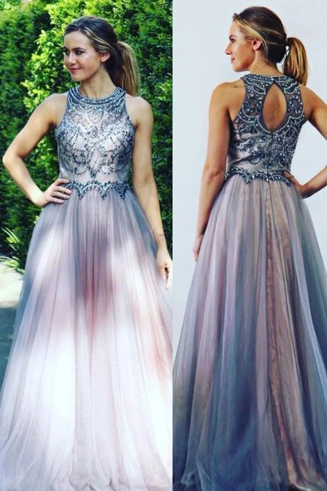 Keyhole Jewel Long Prom Dress with Beading Top,prom dress,  cg6691