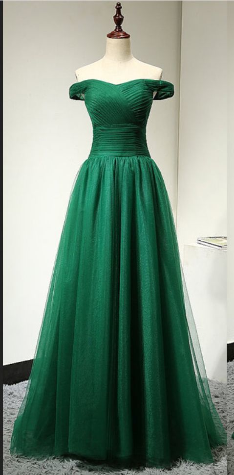 Prom Dress Plus Size, Off Shoulder Sleeves Green Prom Dress  cg6695