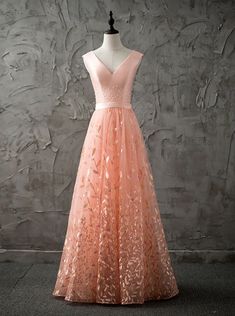 Elegant Peach Wedding Party Dresses. Special V-neck Bridesmaid Gowns With Beading, Elegant Formal Gowns  cg6714