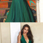 Sexy Deep V Neck Hunter Green Mermaid Long Prom Dress Evening Dress  cg6722