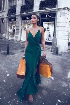 V-neckline Dark Green Prom Dress Women's Maxi Long Party Gown  cg6805