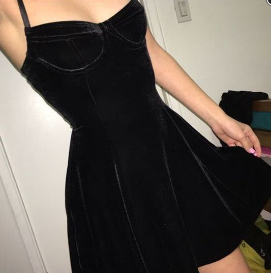 Sexy Short Black Velvet homecoming Dress  cg6921