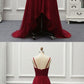 A Line High Low Backless Burgundy Tulle Long Prom Dresses   cg6928