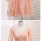 A Line V Neck Long Sleeves Lace Homecoming Dresses With Sash  cg6952