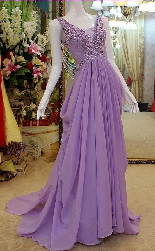 Chiffon Prom Dress, Prom Dresses, Evening Gown, Graduation School Party Dress, Winter Formal Dress  cg7007