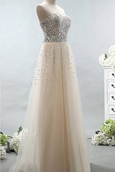 Elegant tulle sweetheart sequins A-line lace up long evening dresses ,long prom dress for teens  cg7138