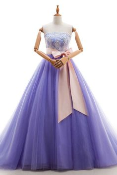 Purple tulle lace long prom dress, purple evening dress  cg7139