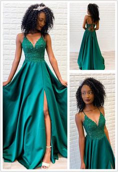 Sexy Satin A-line Prom Dresses With Appliques And Beads  cg7266