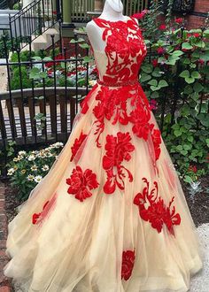 Scoop Neck Long Tulle Prom Dresses Lace Appliques Women Party Dresses  cg7275