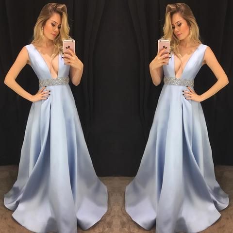 Beautiful Prom Dress, Sexy Blue A Line Prom Dress, Sleeveless Evening Dresses, Long Prom Dress  cg7280