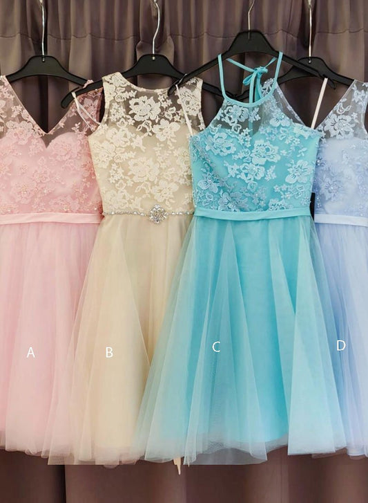 Cute lace tulle short dress, homecoming dress cg729