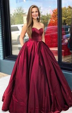 Gorgeous Sweetheart Burgundy Ball Gown prom dress with Pockets  cg7311