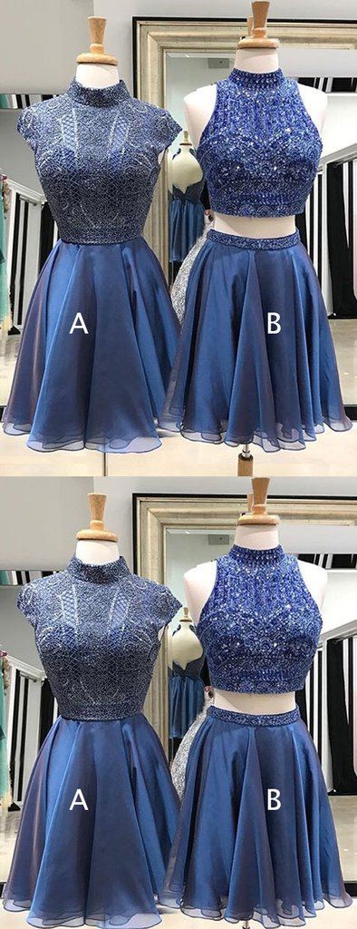 Royal Blue Beading Chiffon Mismatched Homecoming Dresses cg750