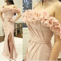 Nude Pink Evening Dress, Mermaid Evening Dress, Off the Shoulder prom Dress   cg7519