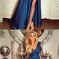 Long Sleeves V Neck Blue Lace Prom Dresses, Long Sleeves Blue Lace Formal Evening Dresses  cg7544