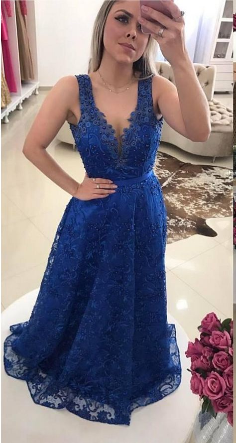 Gergeous Lace Evening Dress, 2020 Royal Blue Prom Dress  cg7548