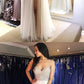 Spaghetti Straps White Beading Bodice Pleated Tulle Prom Dress  cg7558