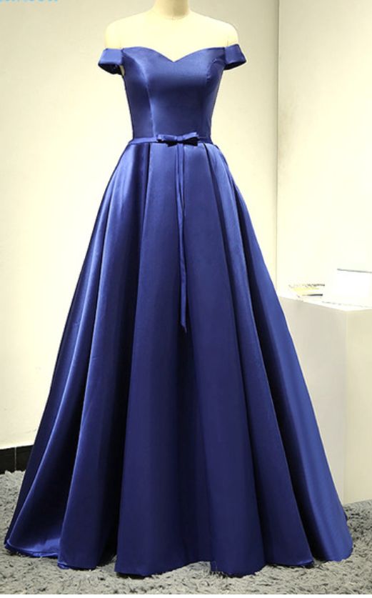 Elegant a line of the shoulder royal blue evening prom dress  cg7574