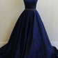 Simply navy blue long prom dress  cg7611