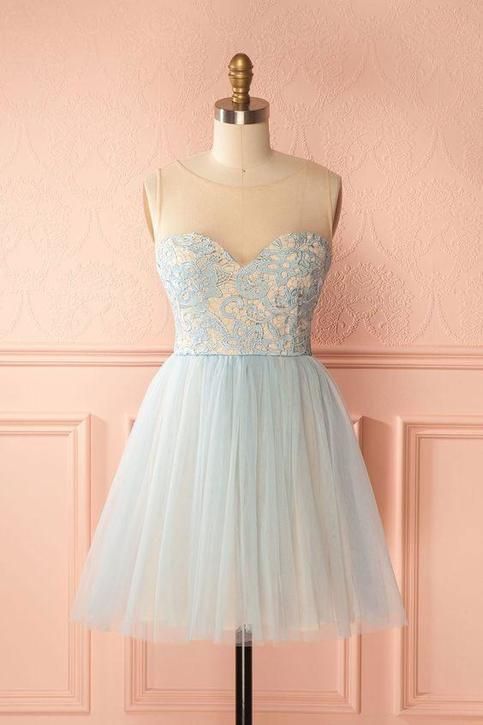 Tulle Mini Lace Dress, Cute Party Dress, Short homecoming Gown  cg7626