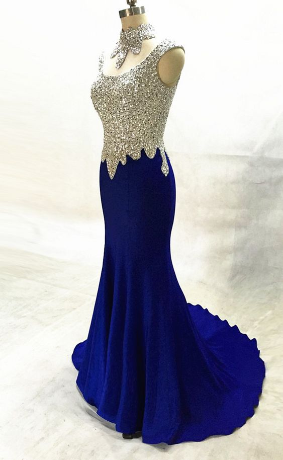 Cheap Prom Dresses Fashion Halter Mermaid Prom Dresses Evening Dresses Long Party Gowns Satin Formal Dresses   cg7644