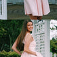 A-Line V-neck Above-Knee pink Homecoming Dress with Pockets cg773