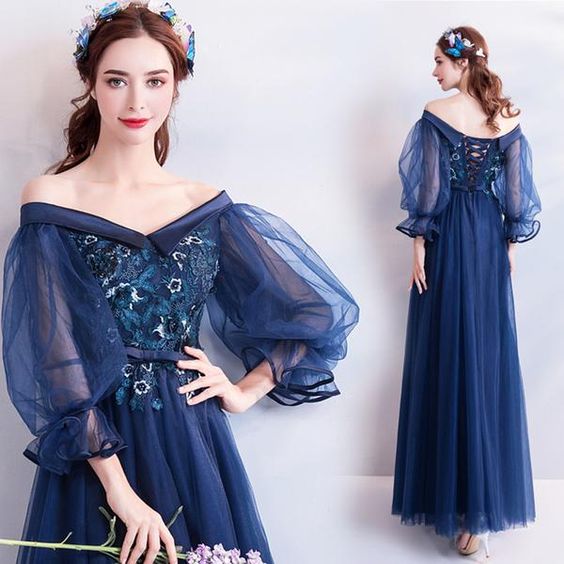 Flare Sleeve Chiffon Prom Dress  cg7737