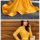 Yellow Lace Mermaid Prom Party Dresses Vintage Sheer Lace V-neck Evening Gowns  cg7740