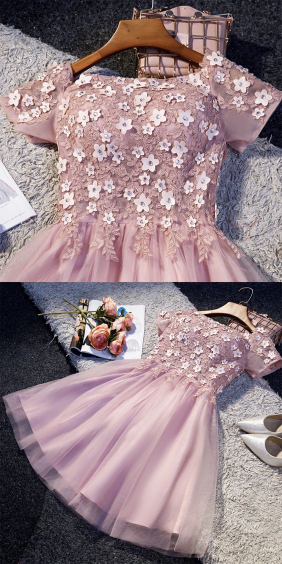 pink short party dress, homecoming dress, party dress  cg7770