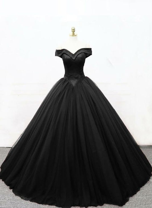 Black princess ball gown, black formal prom dress  cg7780