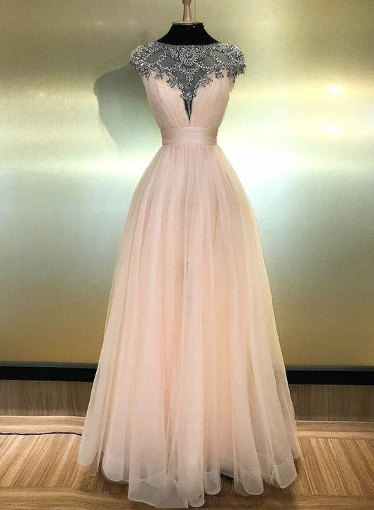 A line tulle applique prom dress, evening dress  cg7786