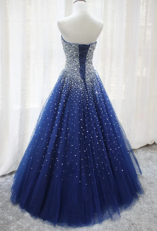 Gorgeous Sparkle Blue Sweet 16 Dress, Handmade Beaded Formal Gown, Junior Prom Dress  cg7802