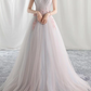Beautiful Light Pink Tulle Party prom Gown, Off Shoulder Evening Dress  cg7806