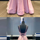 Simple v neck pink satin long prom dress pink formal dress  cg7810