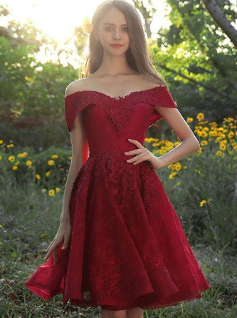 Burgundy tulle lace short homecoming dress, burgundy bridesmaid dress cg788