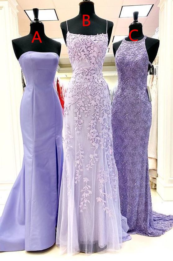 elegant mermaid prom dresses, lavender lace prom dresses, formal evening party dresses  cg8059
