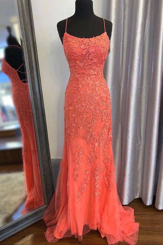 Orange Mermaid prom Dress  cg8129