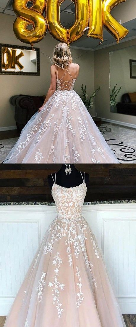 Light Champagne Prom Dresses, Princess Prom Dress with Appliques, Long Prom Dress  cg8202