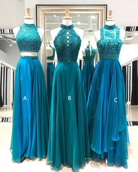 Teal prom dresses,High neck prom dresses, Beaded prom dresses  cg8233