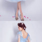 Elegant Blue Knee Length Tulle Homecoming Dress Flowy A-line V-neck With Flowers cg827