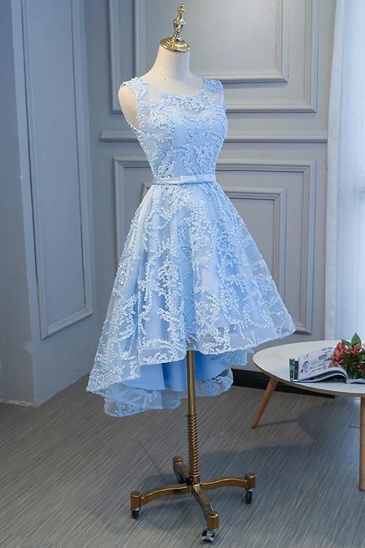 Blue High Low Fashionable Homecoming Dress  cg8296