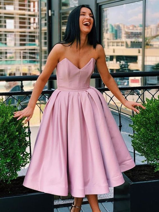 Sweetheart Neck Short Champagne Pink Prom Dresses  cg8401