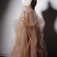 High Quality Tulle V-Neclike Long Prom Dress, Lace Applique Straps Party Dress  cg8437