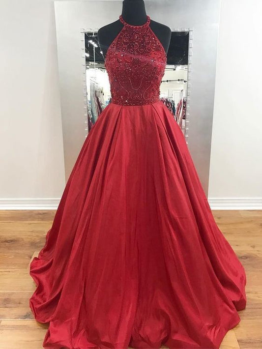 Princess Prom Dress Halter Neckline, Back To School Dresses, Prom Dresses For Teens  cg8450